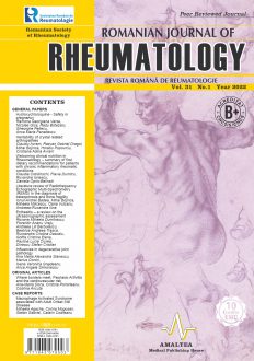 Romanian Journal of Rheumatology, Volume 31, No. 1, 2022